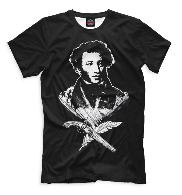 Мужская футболка с изображением Александр Пушкин цвета Черный