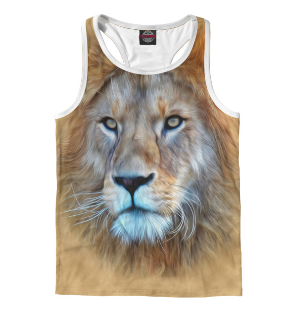 Мужская майка-борцовка с изображением Лев цвета Белый