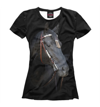 Женская футболка Конь вороной