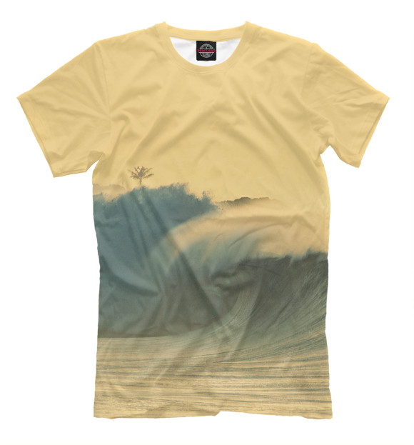 Мужская футболка с изображением Волна цвета Молочно-белый