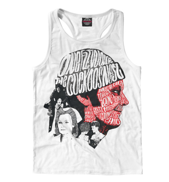 Мужская майка-борцовка с изображением Пролетая над гнездом кукушки цвета Белый