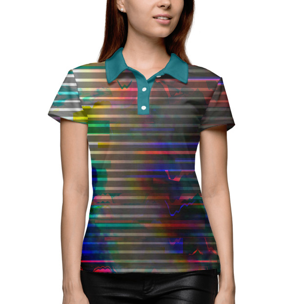 Женское поло с изображением Оптические полосы цвета Белый