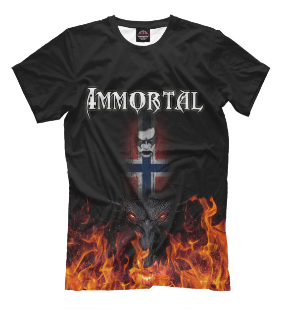 Мужская футболка с изображением Immortal band цвета Белый