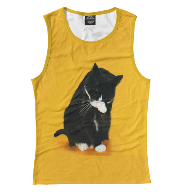 Майка для девочки с изображением Кот цвета Белый