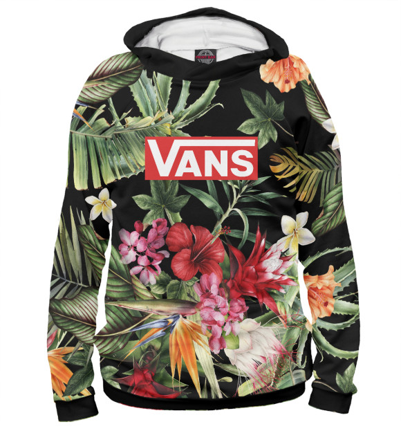 Женское худи с изображением VANS Tropical цвета Белый