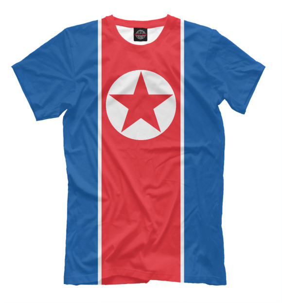 Мужская футболка с изображением Флаг Северной Кореи цвета Грязно-голубой