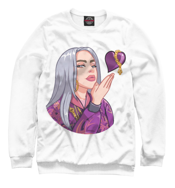 Свитшот для девочек с изображением Billie Eilish цвета Белый
