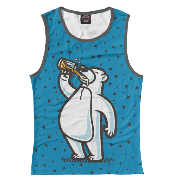 Женская майка с изображением Пивной медведь цвета Белый