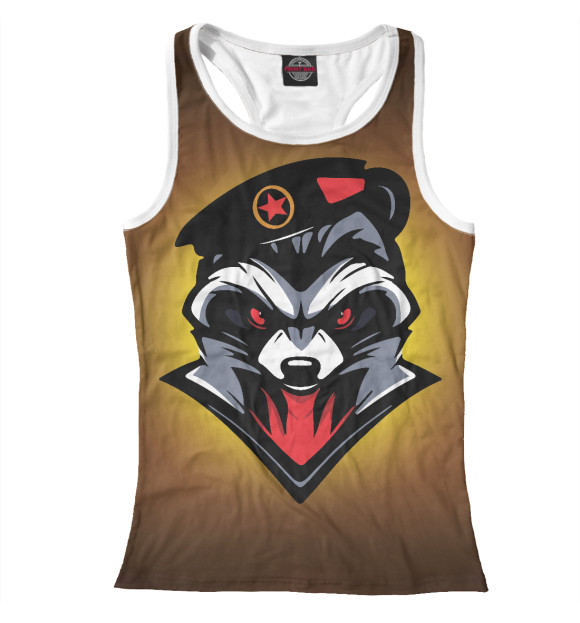 Женская майка-борцовка с изображением Енот Морпех на желтом фоне цвета Белый