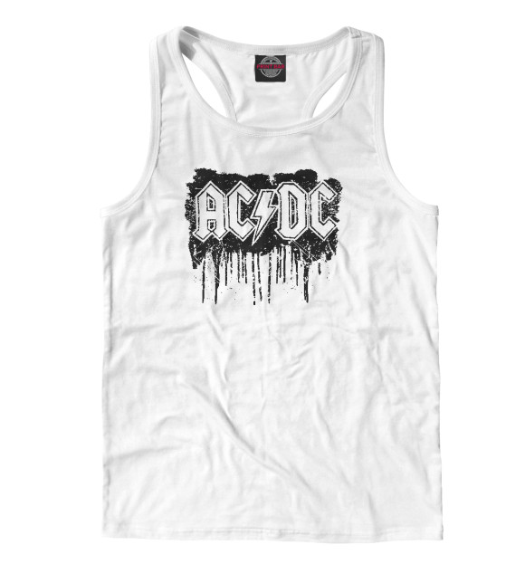 Мужская майка-борцовка с изображением AC/DC цвета Белый