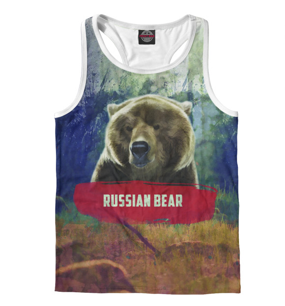 Мужская майка-борцовка с изображением Русская Сила цвета Белый