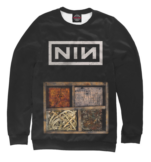 Мужской свитшот с изображением Nine Inch Nails цвета Белый