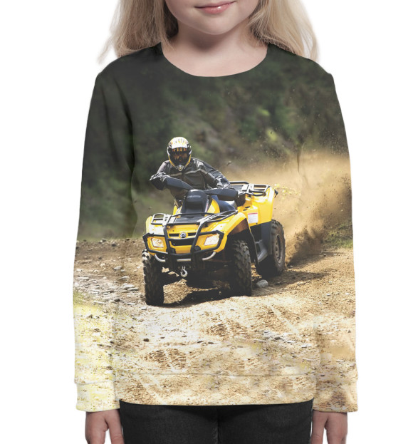 Свитшот для девочек с изображением Квадроцикл цвета Белый