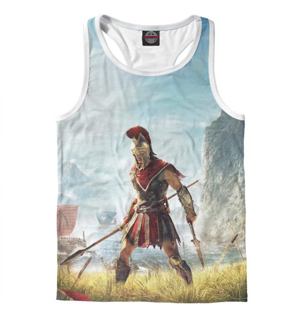 Мужская майка-борцовка с изображением Assassin's Creed Odyssey цвета Белый