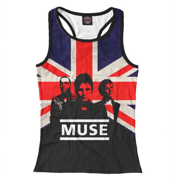 Женская майка-борцовка с притом Muse цвета Белый Женская майка-борцовка с изображением Muse цвета Белый