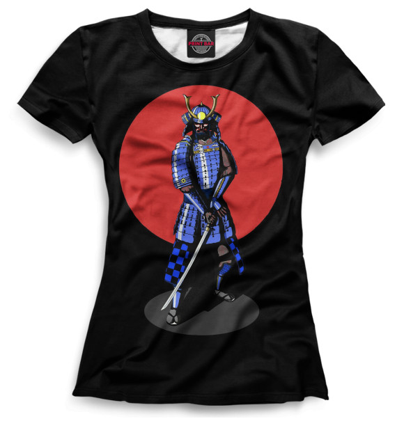 Футболка для девочек с изображением Самурай, арт цвета Черный