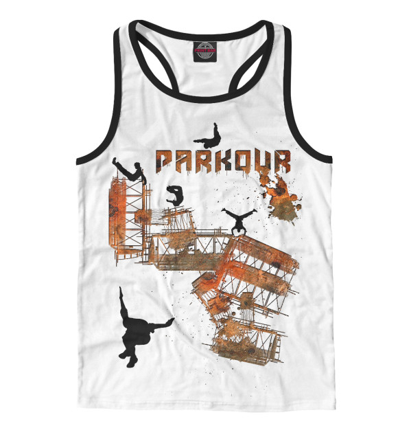 Мужская майка-борцовка с изображением Паркур цвета Белый
