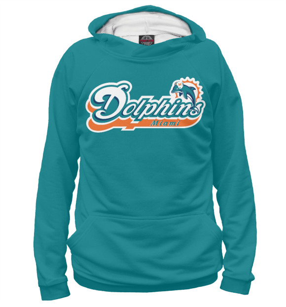 Женское худи с изображением Miami Dolphins - Майами Долфинс цвета Белый
