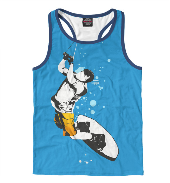 Мужская майка-борцовка с изображением Wakeboard - Вэйкборд цвета Белый