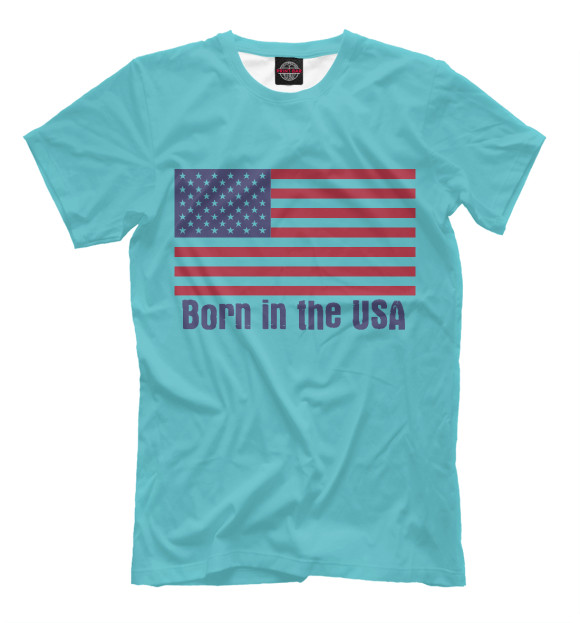 Мужская футболка с изображением Born in the USA цвета Грязно-голубой
