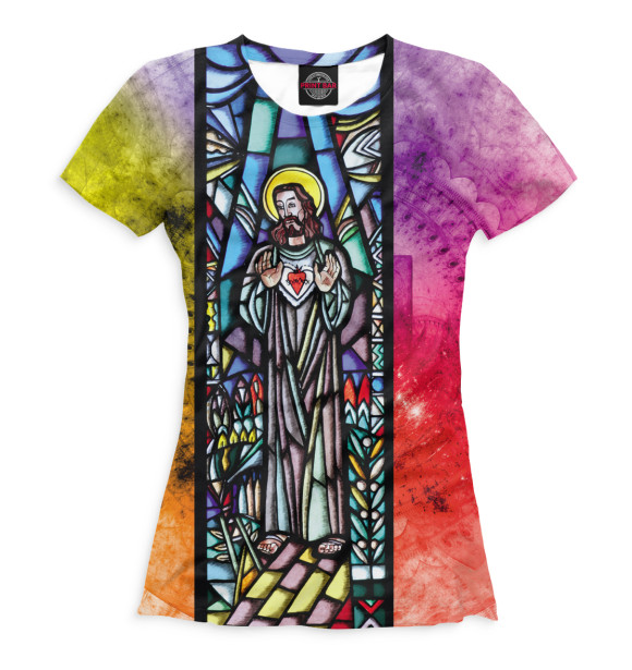 Женская футболка с изображением Иисус цвета Белый