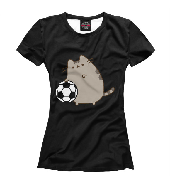 Футболка для девочек с изображением Pusheen Футболист цвета Белый