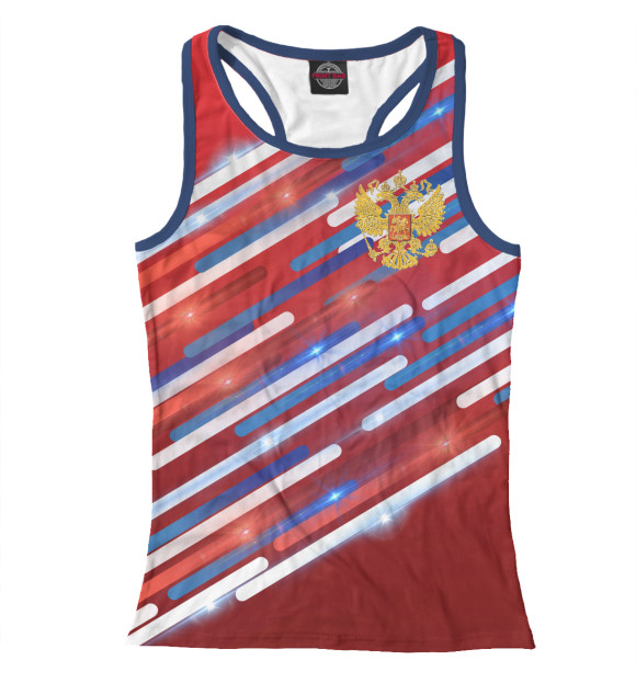 Женская майка-борцовка с изображением Россия триколор цвета Белый
