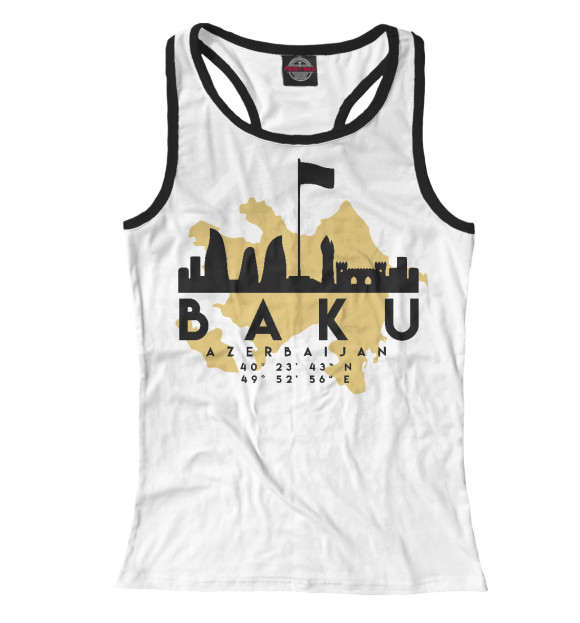 Женская майка-борцовка с изображением Баку (Азербайджан) цвета Белый