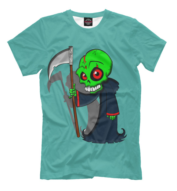 Мужская футболка с изображением Grim Reaper цвета Грязно-голубой