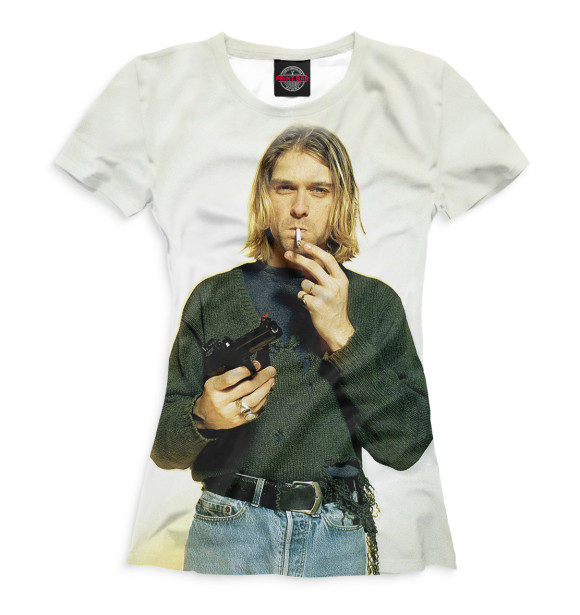 Женская футболка с изображением Kurt Cobain цвета Белый