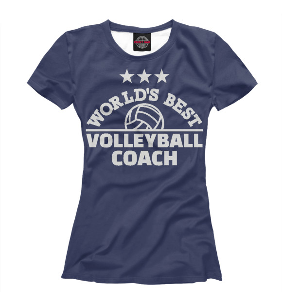 Женская футболка с изображением Волейбольный тренер цвета Белый
