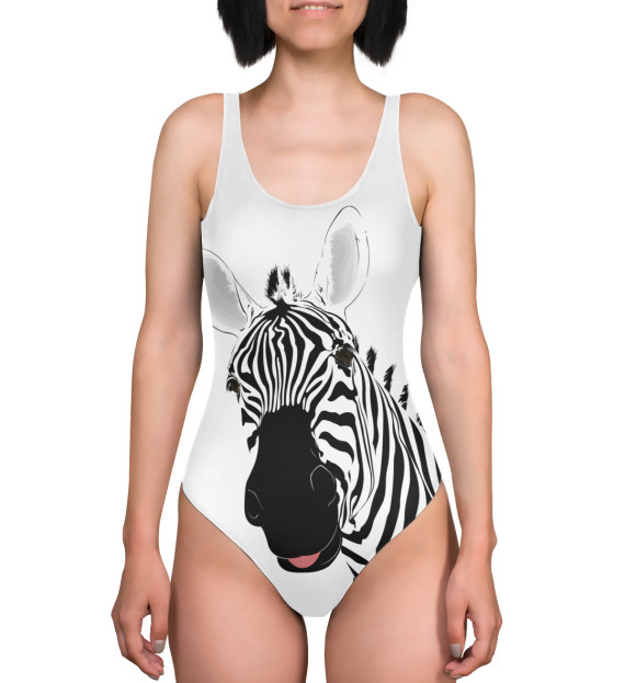 Купальник-боди с изображением Зебра цвета 