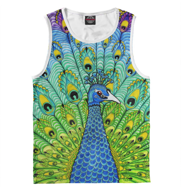 Майка для мальчика с изображением Павлин цвета Белый