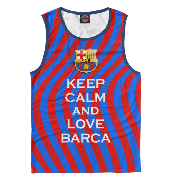 Мужская майка с изображением Keep Calm and Love Barca цвета Белый