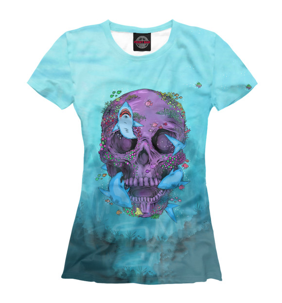 Женская футболка с изображением Sea Skull цвета Белый