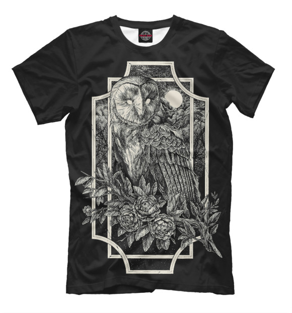Мужская футболка с изображением Dark Owl цвета Черный