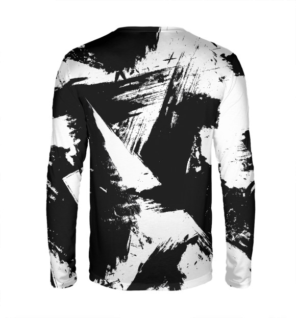 Мужской лонгслив с изображением Чёрно-белый камуфляж цвета Белый