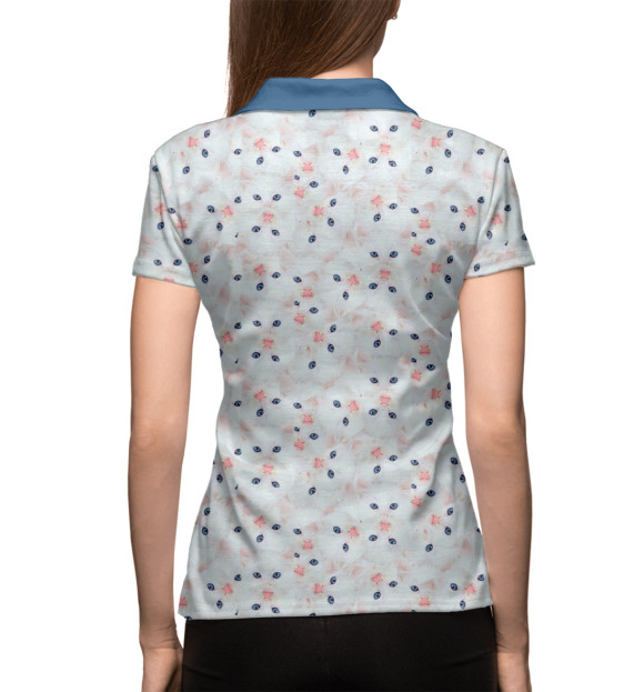 Женское поло с изображением Котятки цвета Белый