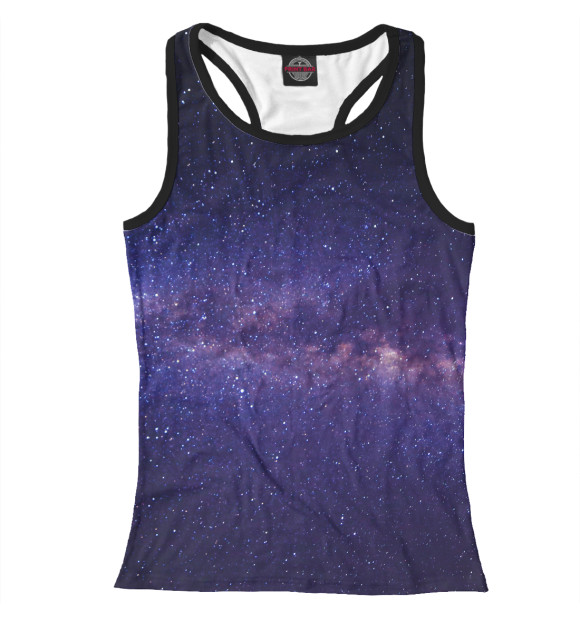 Женская майка-борцовка с изображением Галактика цвета Белый