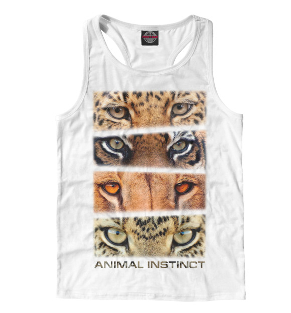 Мужская майка-борцовка с изображением Animal instinct цвета Белый