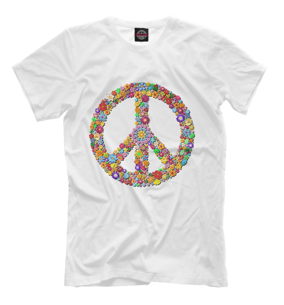 Мужская футболка с изображением Peace цвета Молочно-белый