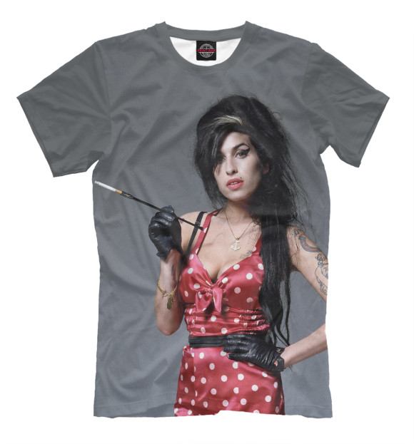 Мужская футболка с изображением Amy Winehouse цвета Серый