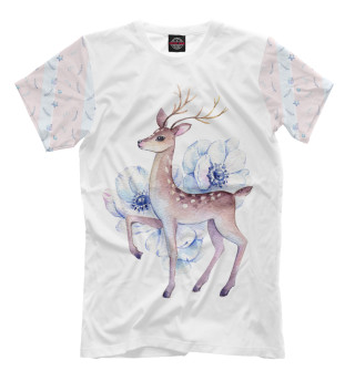 Мужская футболка Deer and flowers