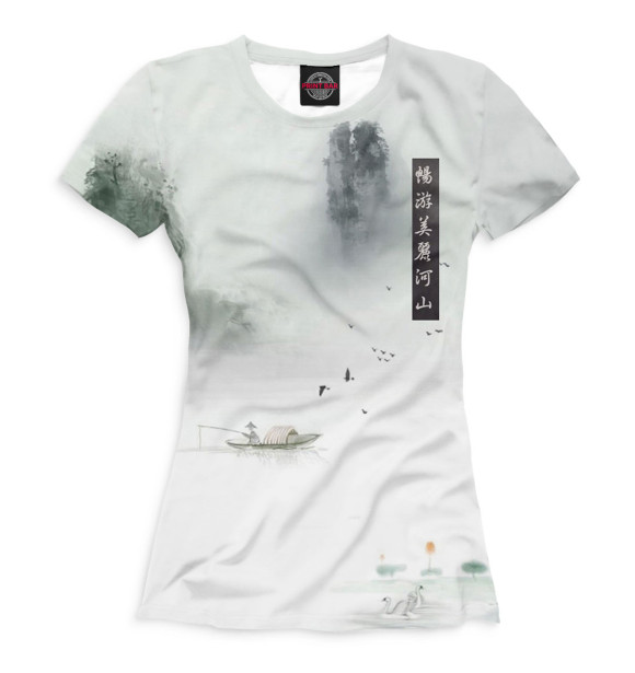 Футболка для девочек с изображением Рыбак цвета Белый