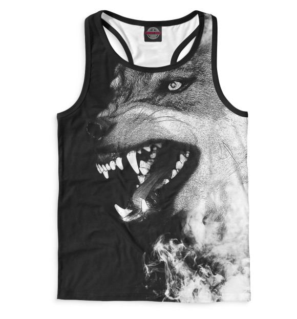 Мужская майка-борцовка с изображением Волк цвета Белый