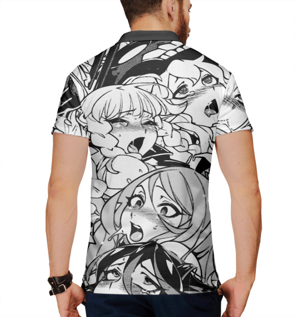 Мужское поло с изображением Ahegao | Ахэгао цвета Белый