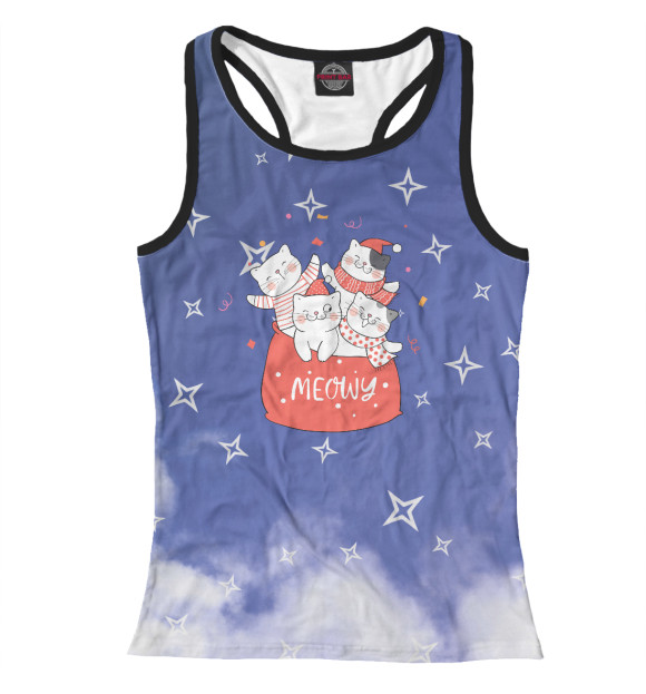 Женская майка-борцовка с изображением Коты в подарочном мешке цвета Белый