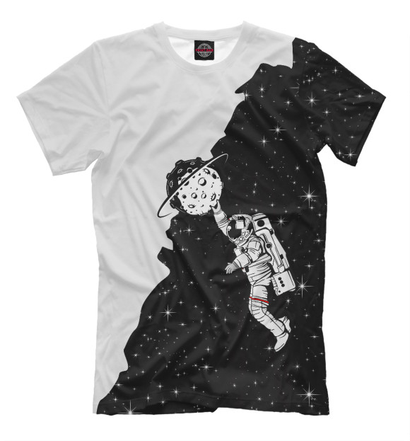Футболка для мальчиков с изображением Космонавт цвета Черный
