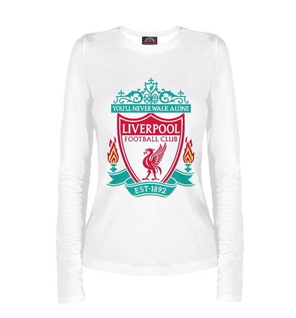 Женский лонгслив с изображением Liverpool цвета Белый
