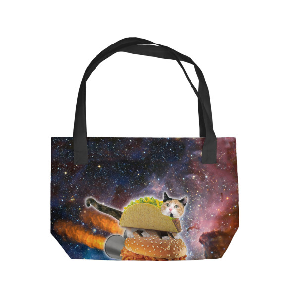 Пляжная сумка с изображением Котэ в космосе цвета 